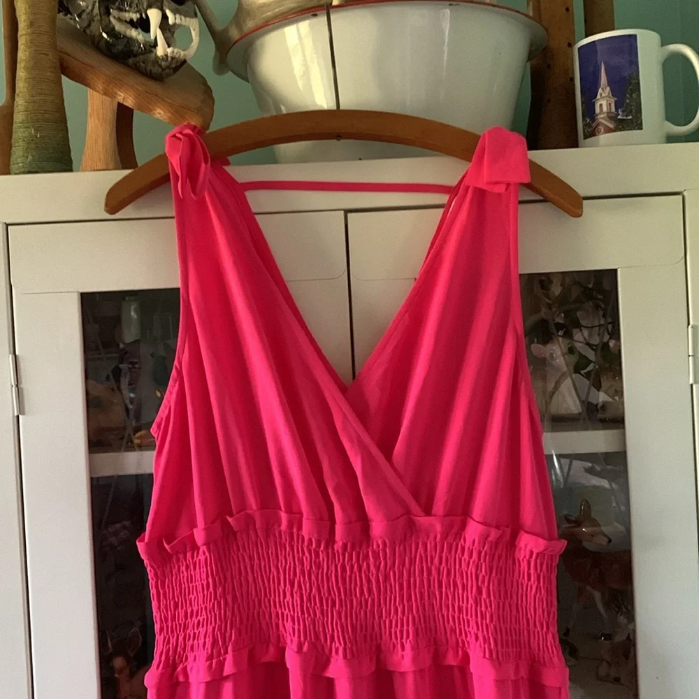 Jess Lea sz L Vibrant Pink Maxi Dress with Ruffle Hem like new! - Picture 2 of 8